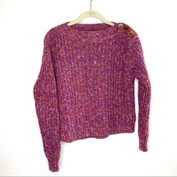 J. Crew Button-detail chunky knit pullover sweater - Picture 2 of 7